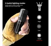 Mini linterna LED XHP50 de 10 000 lúmenes, recargable por USB, batería integrada, 3 modos de luz, portátil, larga duración de 1200 mAh.