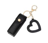 Mini Lipstick Case - 3,54 Pulgadas Pequeña PU Leather Cosmético Bag | Portable Stylish Lipstick Holder with Love Pendant for Lip Gloss Perfume Fingernail, Negro, Consulte la descripción