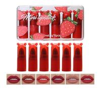Mini Lipstick Kit Set, Portable Lip Gloss Collection, 6 Piece Makeup Lip Balm with Smooth Color Finish, Travel Size Cosmetic Set with Compact Case, Lipstick Gift for Women Daily Office Party Use