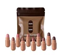 Mini Lipstick Set, 10 Color Pill Shape Glossy Lipstick, Long Lasting Moisturizing Lip Tint Collection with Smooth Application, Compact Beauty Lips Color Set for Party Wedding Date Makeup School