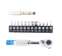 Mini llave de carraca con 72 dientes para puntas Torx Cross Destornillador T8-T40 PH0 PH1 PH2 PH3 SL3 SL5 H2-H6 Conexión Magnética Acero Aleación 100mm