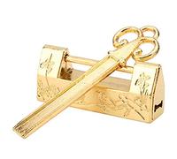 Mini llave tradicional china con cadenas, estilo chino para muebles vintage candado vintage (Gold)
