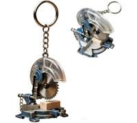 Mini llavero 2 en 1 con sierra ingletadora, herramienta de bolsillo funcional para carpinteros, carpinteros y aficionados al bricolaje, regalo de carpintería para los amantes de las herramientas, gris