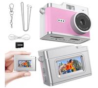 Mini llavero con cámara digital 1080P, cámara retro pequeña ultraportátil de 32 GB, tarjeta de 6 filtros, grabadora de video para viajes, estudio, camping, fiesta, broche de presión, cámara vintage