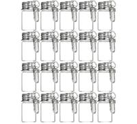Mini Llavero De Botellas De Condimento, 20PCS Mini Llavero De Botellas De Vidrio Con Tapa De Aleación De Zinc A Prueba De Fugas, Frasco Pequeño Transparente Para Proyectos De Bricolaje, 22x40mm/0.87x