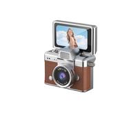 Mini Llavero de cámara con Pulgar de 1080P, cámara Digital Retro, Foto HD, Viaje al Aire Libre con Pantalla, Compatible con Tarjeta de Memoria for niños(Camera Add 16G,LK027 Brown)