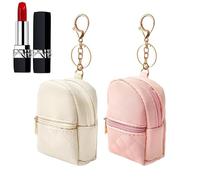 Mini llavero de mochila - de piel sintética de 2 piezas, pequeña con abalorios, pequeño soporte para auriculares cosméticos, organización eficiente, accesorios de , colores pastel para