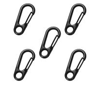 Mini Llavero de Resorte Doble, 5 Pcs Hebillas de Montañismo Metal, Llavero de Conexión de Mochila, para Hogar, Senderismo al Aire Libre, Camping, Viajes (Negro)