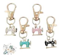 Mini llaveros de máquina de costura, un punto de memoria y meaning, anillos colgantes de metal vintage, colgantes de llaveros, colgantes retro para mujeres y niñas, 4 unidades, Talla única