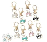 Mini llaveros de máquina de costura, un punto de memoria y meaning, anillos colgantes de metal vintage, colgantes de llaveros, colgantes retro para mujeres y niñas, 8 unidades, Talla única