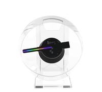 Mini luz holográfica publicitaria 3D de 13 cm, Pantalla LED de Escritorio con reproducción de Audio y Cubierta Transparente. Alto Brillo