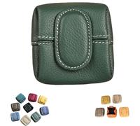 Mini Lychee Pattern Coin Purse, Solid Color Small Zipper Change Pouch with Key Buckle, Compact Mini Pouch for Purse & Daily Use (Dark Green)