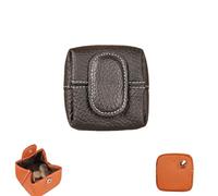 Mini Lychees Coin Purse, Small Leather Coin Pouch with Zipper & Keychain, Solid Color Mini Wallet for Women & Men (Black)