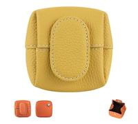 Mini Lychees Coin Purse, Solid Color Small Top Grain Leather Wallet Pouch Keys, for Travel,Daily Use,Casual Change Pouch (Yellow)