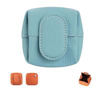 Mini Lychees Coin Purse, Solid Color Small Top Grain Leather Wallet Pouch Keys, for Travel,Daily Use,Casual Change Pouch (Light Blue)