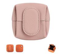 Mini Lychees Coin Purse, Solid Color Small Top Grain Leather Wallet Pouch Keys, for Travel,Daily Use,Casual Change Pouch (Pink)