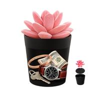 Mini macetero caja fuerte pequeña con planta incluida, Caja fuerte camufladas en maceta decorativa, caja seguridad oculta con compartimento secreto, caja escondite ideal para llaves y objetos de valor