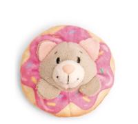 Mini MagNICI 61877 - Imán Gato con dónut 7 cm, Gris, Peluche con imán, se adhiere a Superficies metálicas, pizarras magnéticas y Asas de Bolsos como compañero de Viaje, para Regalar