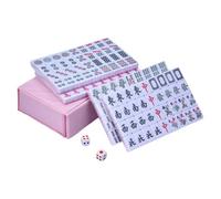 Mini Mahjong Set - Portable Chinese Traditional Mahjong Game | Travel Mahjoñg Set 144 Tiles | Lightweight Melamine Material with 2 Dice for Family Gathering Party Friends Game and Board Games