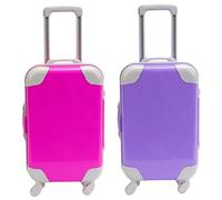 Mini maleta de 2 piezas, mini maleta realista, caja de regalo para fiestas, equipaje que se puede abrir con varilla de tracción extensible y rueda móvil para regalos de muñecas y niñas, estilo 2..