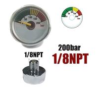 Mini manómetro 200bar 350bar 1 pulgada 1/8NPT 1/8BSPP M10 * 1 bomba manual de alta presión buceo montañismo(200bar 1-8NPT)
