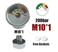 Mini manómetro 200bar 350bar 1 pulgada 1/8NPT 1/8BSPP M10 * 1 bomba manual de alta presión buceo montañismo(200bar M10)