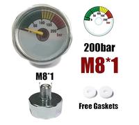 Mini manómetro 200bar 350bar 1 pulgada 1/8NPT 1/8BSPP M10 * 1 bomba manual de alta presión buceo montañismo(200bar M8)
