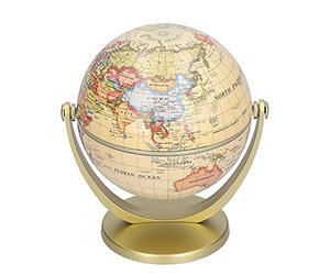 Mini mapa del mundo, globo, edición en inglés, herramienta de enseñanza de geografía terrestre giratoria de escritorio, globo antiguo