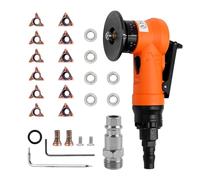 Mini máquina de biselado neumática, herramienta de chaflán de aire portátil de mano de arco de 45 grados, biseladora de borde para desbarbado de biselado de metal (6 R + 6 C + 6 rodamientos)