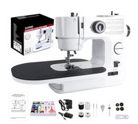 Mini máquina de coser eléctrica, 41 puntadas integradas con kit de accesorios de costura de 42 piezas, máquina portátil para manualidades y reparación doméstica con doble aguja, control de velocidad y