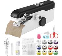 Mini máquina de coser eléctrica portátil, máquina de coser de mano, máquina de coser eléctrica a mano para principiantes y adultos, puntada rápida adecuada para ropa, telas, bricolaje en casa o viajes