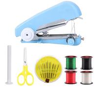 Mini Máquina de Coser,Máquina de Coser Manual Portátil,Mini Máquina de Coser de Mano Fácil de Usar Y de Puntada Rápida Adecuada para Ropa Cortinas Telas Bricolaje para Viajes en Casa (Azul)
