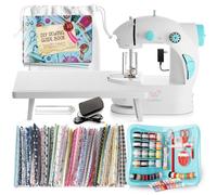 Mini máquina de coser para principiantes, máquina de coser portátil de 122 piezas, máquina de coser pequeña de doble velocidad, máquina de coser para adultos y niños, máquinas de coser para