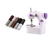Mini Máquina De Coser Portátil Mano For El Hogar Con Cortador Hilo Ligero Pedal Pie Eléctrica Doble Velocidad Línea Recta PortáTil Y Flexible(With gray thread)