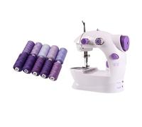 Mini Máquina De Coser Portátil Mano For El Hogar Con Cortador Hilo Ligero Pedal Pie Eléctrica Doble Velocidad Línea Recta PortáTil Y Flexible(Purple thread)