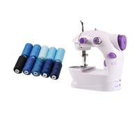 Mini Máquina De Coser Portátil Mano For El Hogar Con Cortador Hilo Ligero Pedal Pie Eléctrica Doble Velocidad Línea Recta PortáTil Y Flexible(With blue thread)