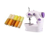 Mini Máquina De Coser Portátil Mano For El Hogar Con Cortador Hilo Ligero Pedal Pie Eléctrica Doble Velocidad Línea Recta PortáTil Y Flexible(Yellow thread)
