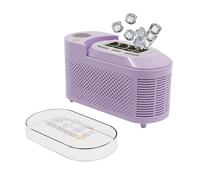 Mini máquina de cubitos de hielo compacta con clip y cable de alimentación para autocaravana, para restaurante, bar, hotel, 21,6 x 9,3 x 12,8 cm, 8 cubitos de hielo en 10 minutos (morado)
