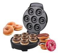 Mini máquina de donuts | 7 cavidades antiadherentes con indicador luminoso | Hacer donuts en miniatura, gofres y tortas | Para casa, cocina, oficina, restaurante, café, desayuno, postre