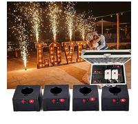 Mini MáQuina De Fuegos Artificiales FríOs De Fuente (Receptor De 4/6/8/12 Piezas),Sistema PirotéCnico De Bengalas De Boda Con Control Remoto InaláMbrico, Con Estuche,4pcs