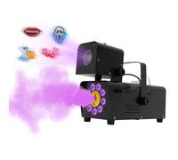 Mini máquina de humo de 500 W con efecto de luz, con mando a distancia y lámpara de proyección de tanque de 1 L, 9 x 3 W RGB 4 x 1 W RGBW LED Fog Machine para Halloween, exteriores, bodas, fiestas