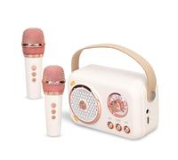 Mini Máquina de Karaoke con Juego de Micrófono Inalámbrico, Altavoz Bluetooth Retro Portátil Soporte AUX, Tarjeta TF, para Fiesta de Niños y Adultos