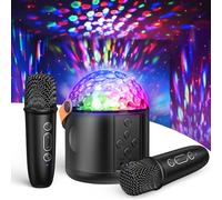Mini máquina de karaoke con luces LED de discoteca para niños y adultos, juguetes para niños, regalos para niños de 4, 5, 6, 7, 8 años, altavoz Bluetooth portátil con 2 micrófonos inalámbricos