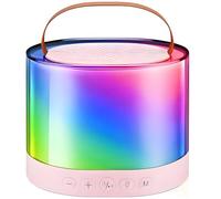 Mini máquina de karaoke para jóvenes, con 2 micrófonos inalámbricos y altavoz inalámbrico, luces LED coloridas, portátil, 9 x 7,5 x 6,5 cm, color rosa