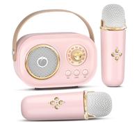 Mini Máquina de Karaoke para Niños Adultos,Altavoz Bluetooth Portátil con 2 Micrófonos Inalámbricos, Regalos Juguetes para Niñas 3, 4, 5, 6, 7, 8+ Años Cumpleaños Fiesta Familiar en Casa (Rosa)