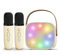 Mini máquina de karaoke para niños y adultos, altavoz de karaoke portátil Bluetooth con 2 micrófonos inalámbricos, reproductor de música MP3 para niñas y niños de 3 a 11 años, 12 años en adelante,