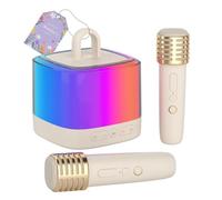 Mini máquina de karaoke para niños y adultos, con 2 micrófonos inalámbricos, altavoz Bluetooth portátil, con luces RGB, para niños de 3 a 12 años en adelante, adecuada para fiestas familiares, al aire