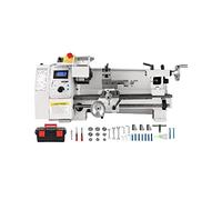 Mini máquina de torno Metal (210 * 350 Mm) 650 W velocidad Variable for bricolaje trabajo torneado perforación roscado fresado Estabilidad Garantizada