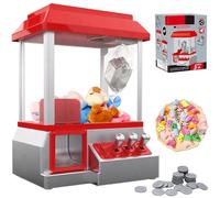 Mini máquina expendedora |.Mini máquina expendedora de garras a batería con 10 pequeños juguetes de peluche y 24 fichas Divertido juego electrónico divertido Cumpleaños de Navidad para niños de 4 a