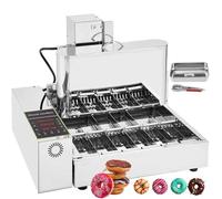Mini máquina for hacer donas de 4 filas, máquina for hacer donas comercial de 2000 W, freidora for donas con panel de control inteligente, giro automático, espesor de dona ajustable